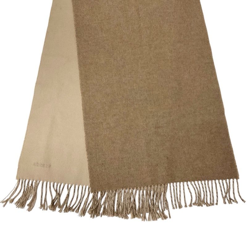 Hermes Recto Verso Cashmere Brown Beige Scarf Shawl Logo