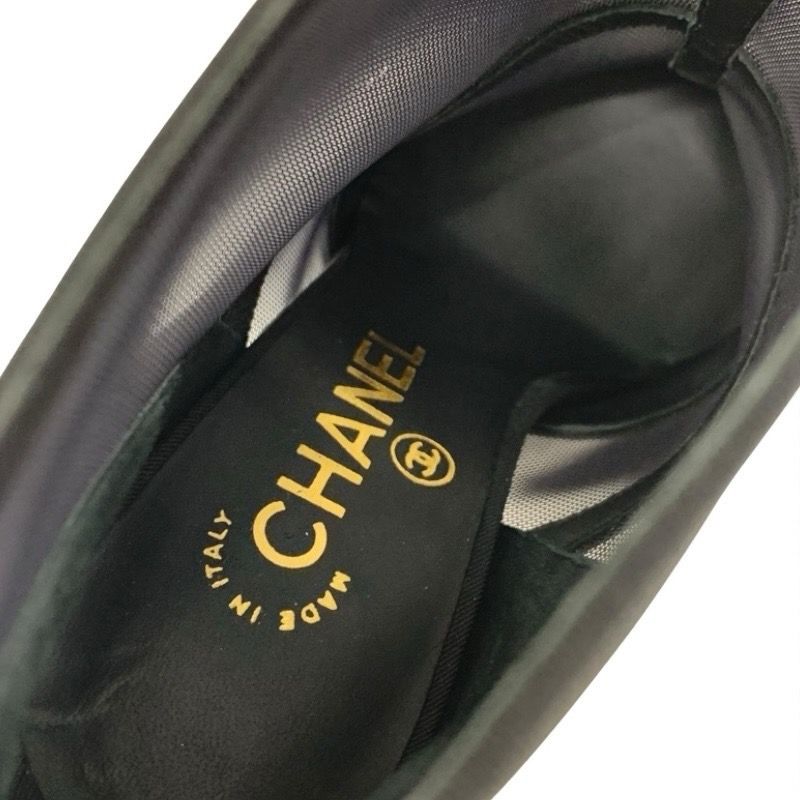Chanel Boots Short Boots Shoes Mesh Fabric Black Here Mark
