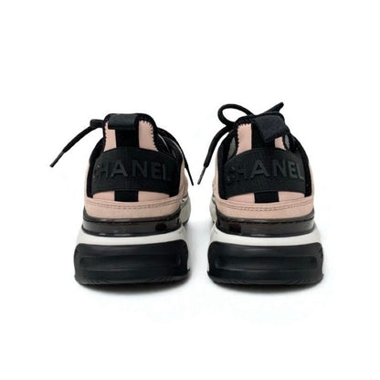 Chanel Sneakers Shoes Suede Fabric Pink Black Here Mark Logo