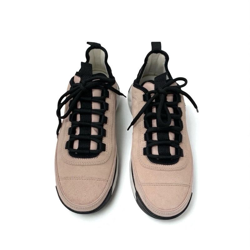 Chanel Sneakers Shoes Suede Fabric Pink Black Here Mark Logo