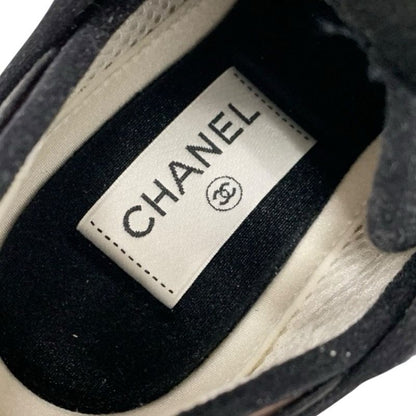 Chanel Sneakers Shoes Suede Fabric Pink Black Here Mark Logo