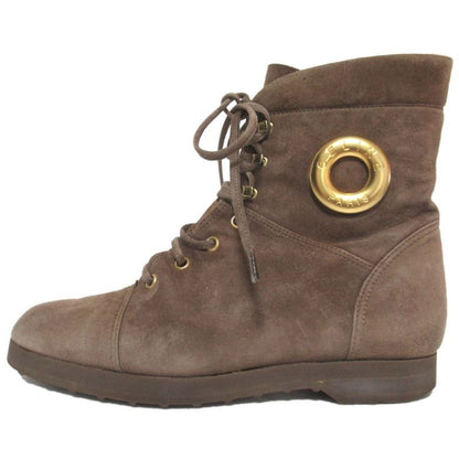Good Celine Vintage Circle Logo Suede Leather Lace-up Short Boots 21.5-22cm