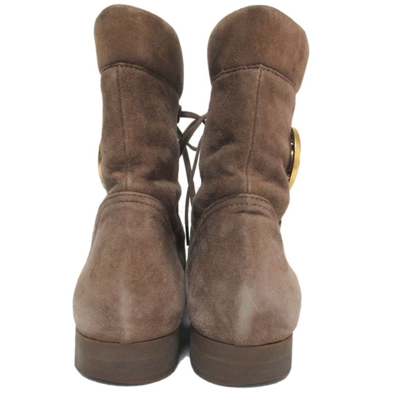 Good Celine Vintage Circle Logo Suede Leather Lace-up Short Boots 21.5-22cm