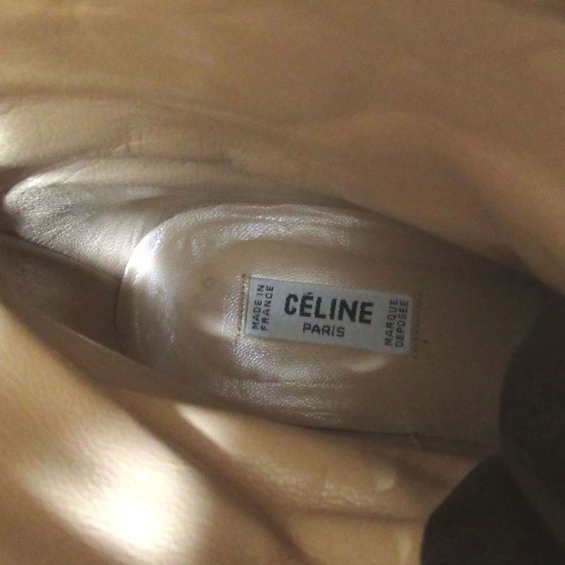 Good Celine Vintage Circle Logo Suede Leather Lace-up Short Boots 21.5-22cm