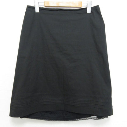 Prada Stretch Round Hem Knee Length Trapeze Skirt Size 44 Black Women's Used