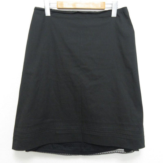 Prada Stretch Round Hem Knee Length Trapeze Skirt Size 44 Black Women's Used