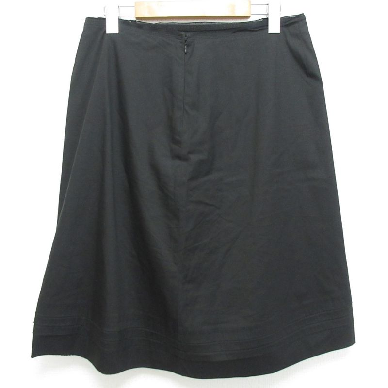 Prada Stretch Round Hem Knee Length Trapeze Skirt Size 44 Black Women's Used