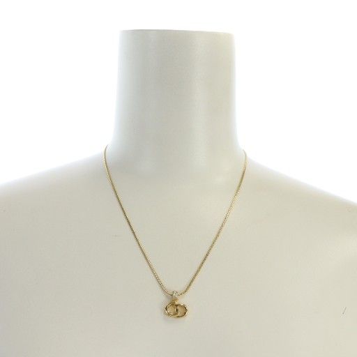 Christian DIOR Necklace Accessories Pendant Logo Stone Gold Color - GY11 MQ - OH