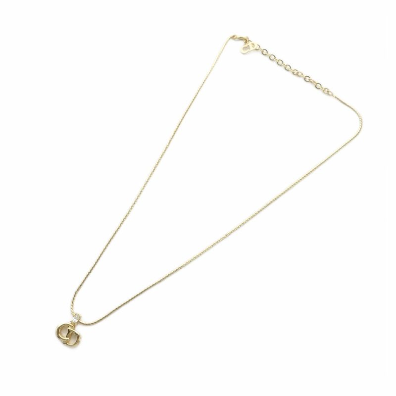 Christian DIOR Necklace Accessories Pendant Logo Stone Gold Color - GY11 MQ - OH