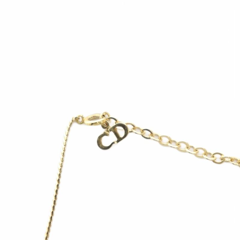 Christian DIOR Necklace Accessories Pendant Logo Stone Gold Color - GY11 MQ - OH
