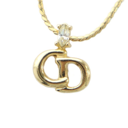 Christian DIOR Necklace Accessories Pendant Logo Stone Gold Color - GY11 MQ - OH