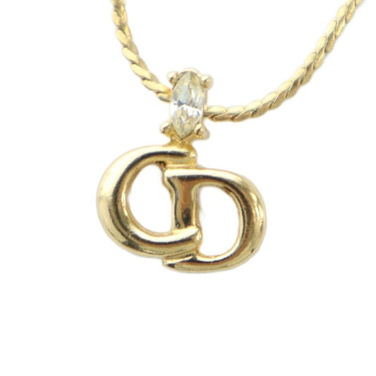 Christian DIOR Necklace Accessories Pendant Logo Stone Gold Color - GY11 MQ - OH