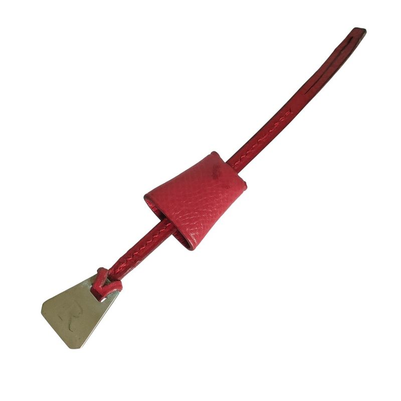Good Hermes Leather Mini Clochette Charm Accessory Red Ladies Used