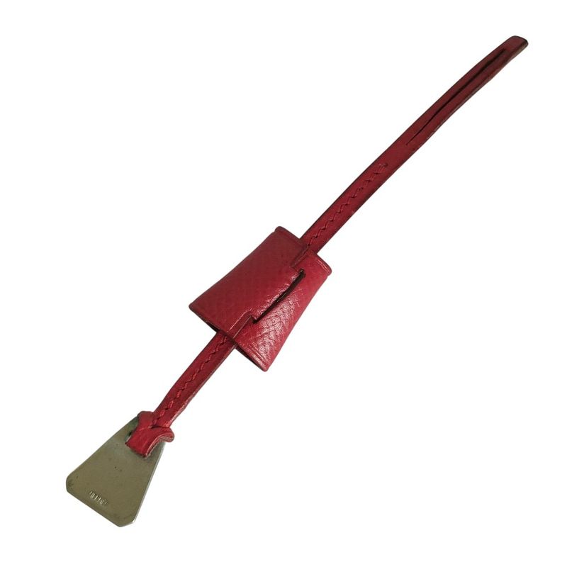 Good Hermes Leather Mini Clochette Charm Accessory Red Ladies Used