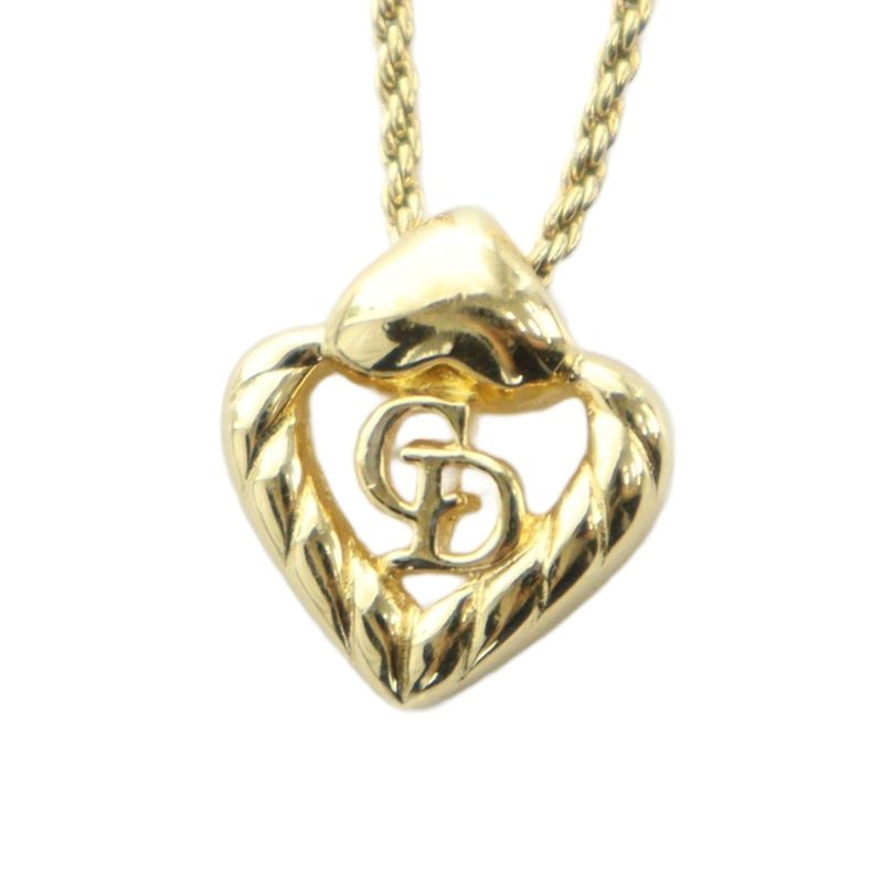 Christian DIOR Necklace Accessories Pendant Heart Logo Gold Color - GY11 MQ - OH