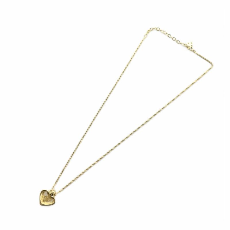 Christian DIOR Necklace Accessories Pendant Heart Logo Gold Color - GY11 MQ - OH