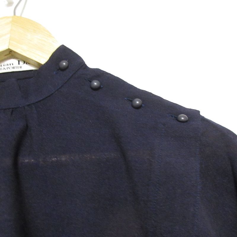 Christian Dior Vintage Stand Collar Long Sleeve Blouse Pullover Cut and Sewn