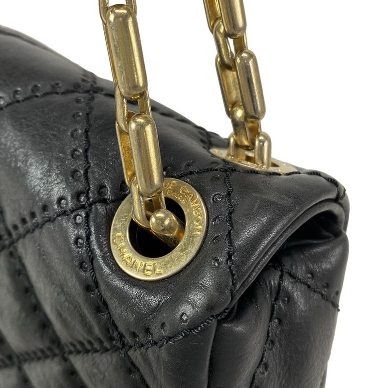 Chanel Shoulder Bag Wild Stitching/matelasse Black Flap Bag/chain Shoulder/matt