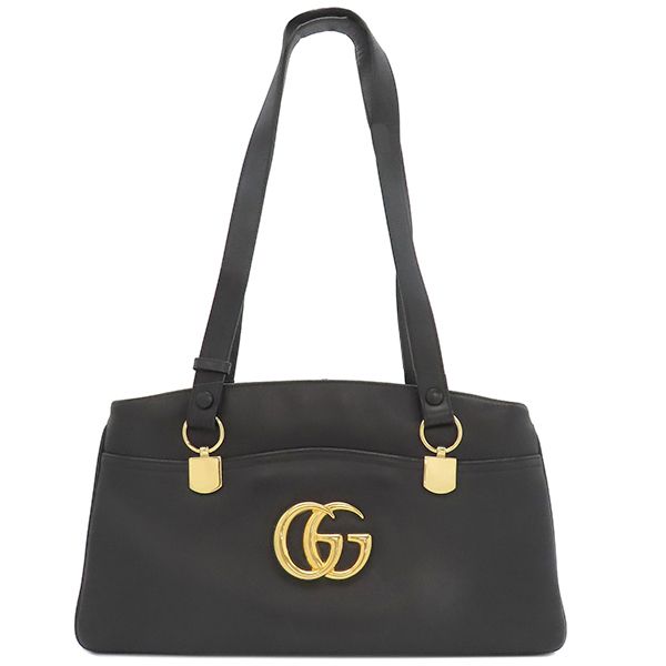 Gucci Shoulder Bag GG Marmont Ally Leather Black Gold Hardware Black Tote Bag