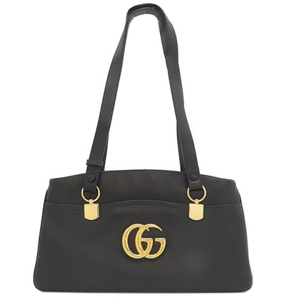 Gucci Shoulder Bag GG Marmont Ally Leather Black Gold Hardware Black Tote Bag