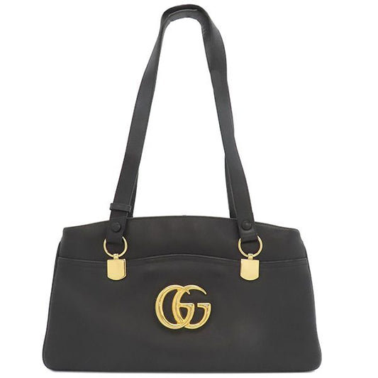 Gucci Shoulder Bag GG Marmont Ally Leather Black Gold Hardware Black Tote Bag
