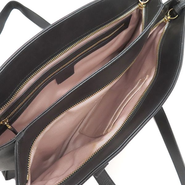 Gucci Shoulder Bag GG Marmont Ally Leather Black Gold Hardware Black Tote Bag