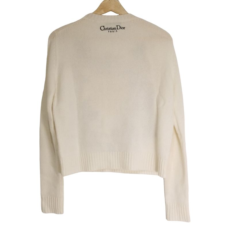 Dior/christian Dior Long Sleeve Sweater Size 46I Women's - White Light Pink And