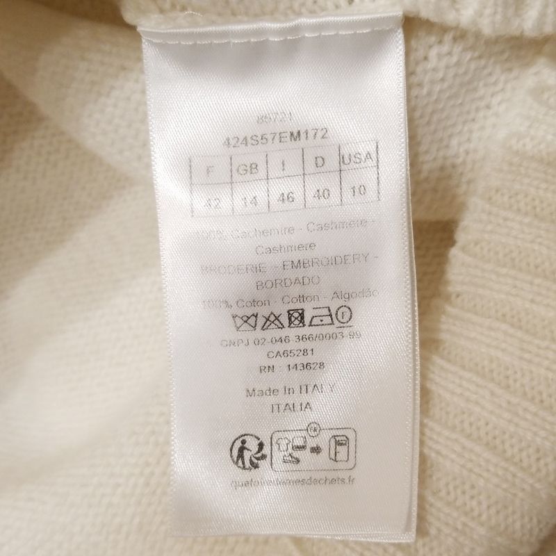 Dior/christian Dior Long Sleeve Sweater Size 46I Women's - White Light Pink And