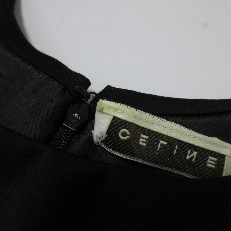 Celine Sleeveless Knee Length Midi Length Belted Flared Dress Black Women Used