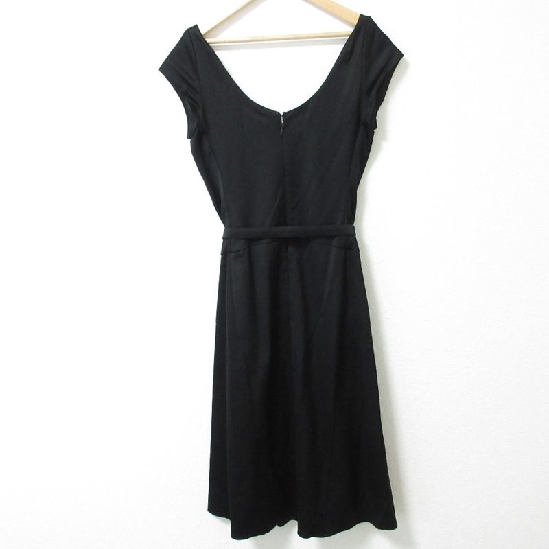 Celine Sleeveless Knee Length Midi Length Belted Flared Dress Black Women Used