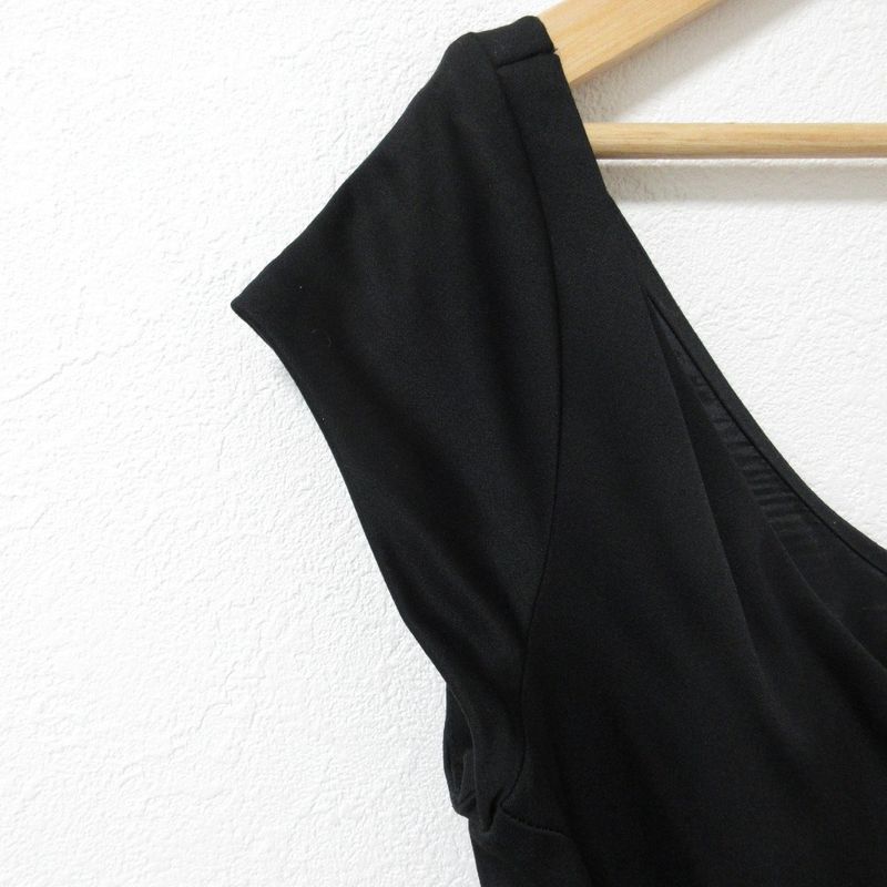 Celine Sleeveless Knee Length Midi Length Belted Flared Dress Black Women Used