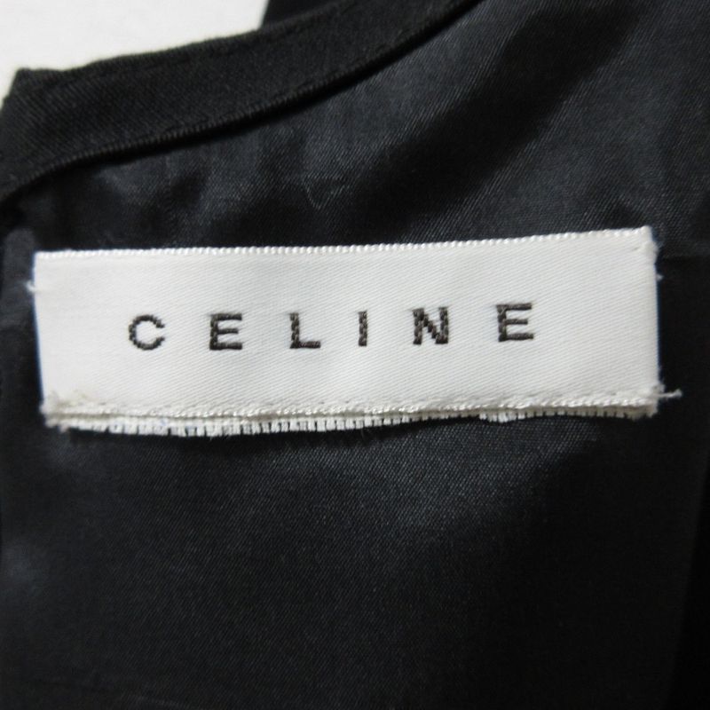 Celine Sleeveless Knee Length Midi Length Belted Flared Dress Black Women Used