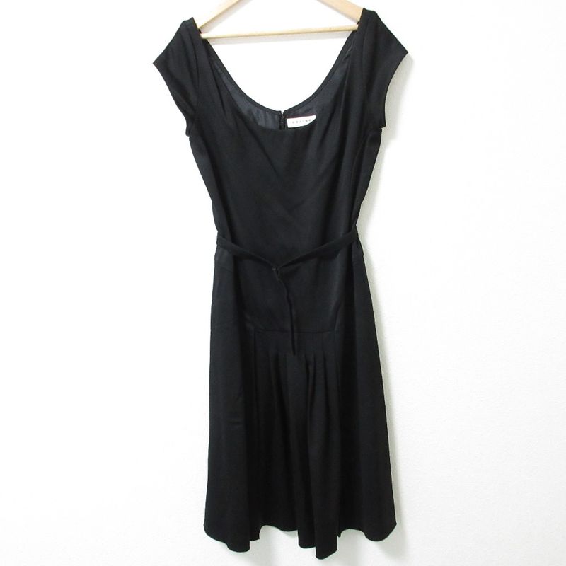 Celine Sleeveless Knee Length Midi Length Belted Flared Dress Black Women Used