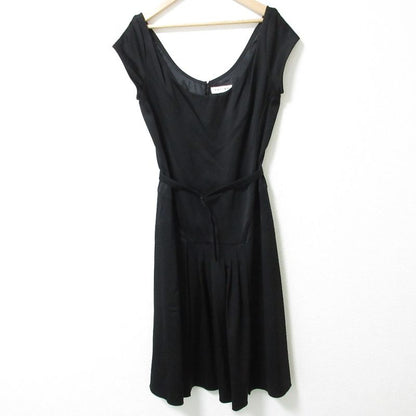 Celine Sleeveless Knee Length Midi Length Belted Flared Dress Black Women Used