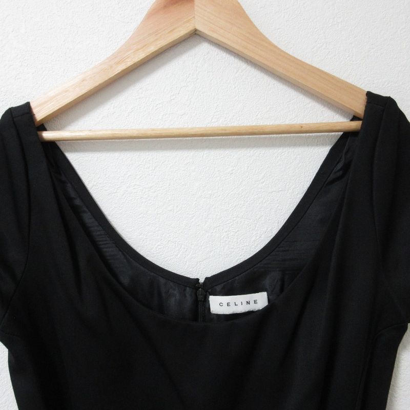 Celine Sleeveless Knee Length Midi Length Belted Flared Dress Black Women Used