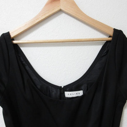Celine Sleeveless Knee Length Midi Length Belted Flared Dress Black Women Used