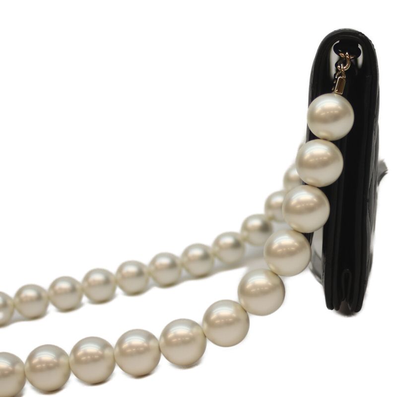 Chanel 30s Ap2579 Black Ghardware Lambskin Pearl Chain Wallet Shoulder Bag