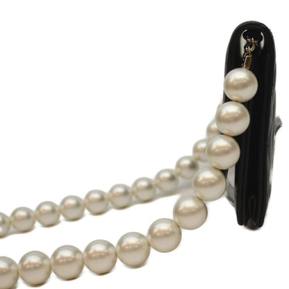 Chanel 30s Ap2579 Black Ghardware Lambskin Pearl Chain Wallet Shoulder Bag