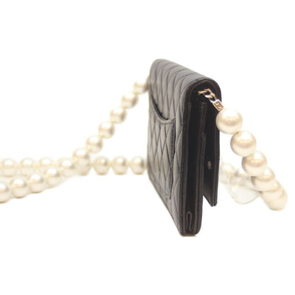 Chanel 30s Ap2579 Black Ghardware Lambskin Pearl Chain Wallet Shoulder Bag