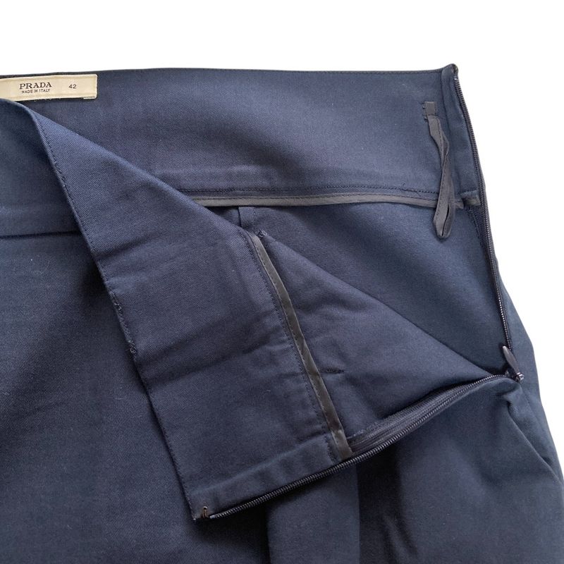 Prada Knee Length Cotton Twill Skirt Size 42 Navy Women Used