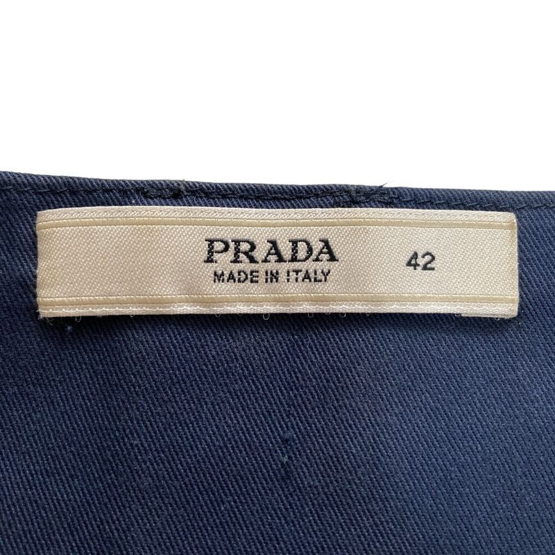 Prada Knee Length Cotton Twill Skirt Size 42 Navy Women Used