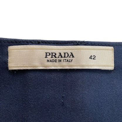 Prada Knee Length Cotton Twill Skirt Size 42 Navy Women Used