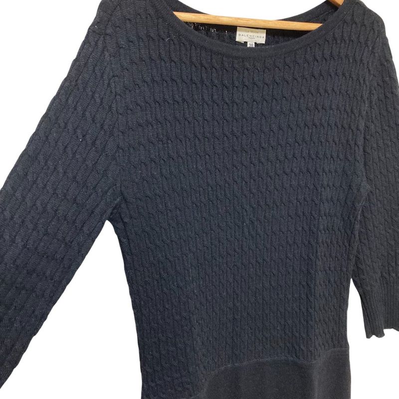 LA Mode Balenciaga LA Mode Balenciaga Cubic Sleeve Knee Length Cable Knit Dress