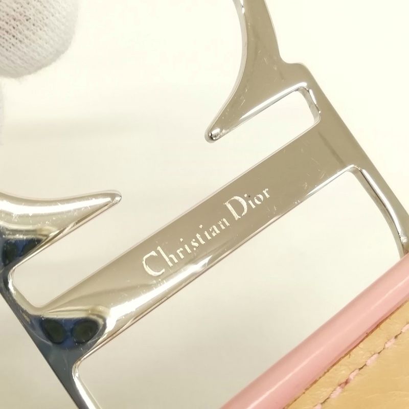 Christian DIOR Vintage CD Logo Buckle Belt Thick Belt 80 Pink Silver Hardware