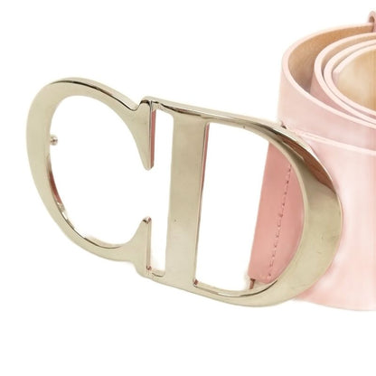 Christian DIOR Vintage CD Logo Buckle Belt Thick Belt 80 Pink Silver Hardware