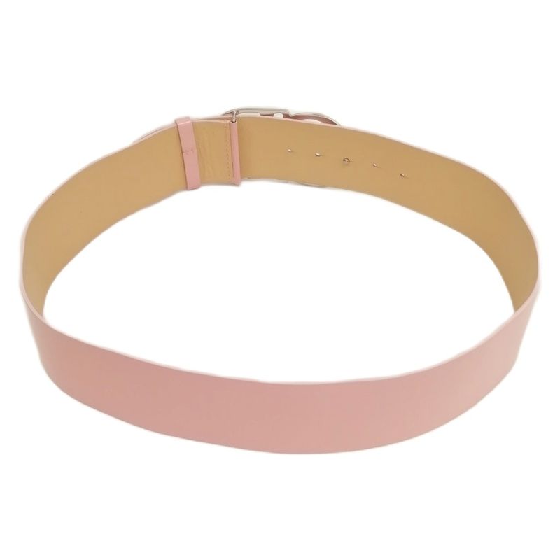 Christian DIOR Vintage CD Logo Buckle Belt Thick Belt 80 Pink Silver Hardware