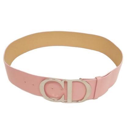 Christian DIOR Vintage CD Logo Buckle Belt Thick Belt 80 Pink Silver Hardware