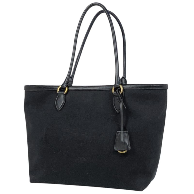 Prada Logo Jacquard Tote Shoulder Bag Tote Canvas Nero (black) Women