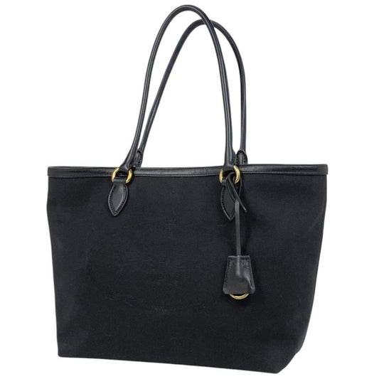 Prada Logo Jacquard Tote Shoulder Bag Tote Canvas Nero (black) Women
