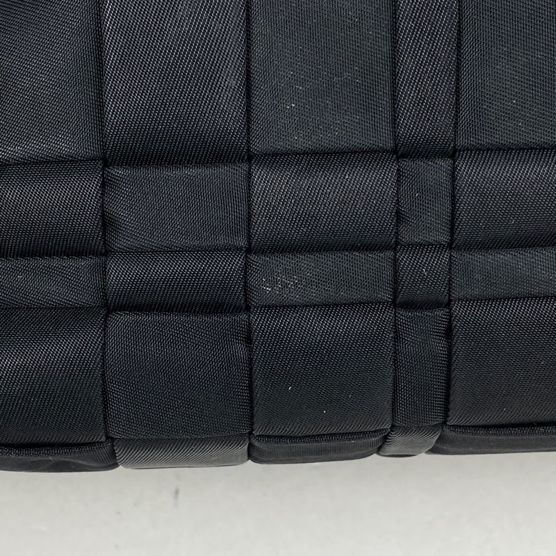 Prada Logo Plate Handbag Woven Handbag Nylon Nero (black) Bn1653 Women